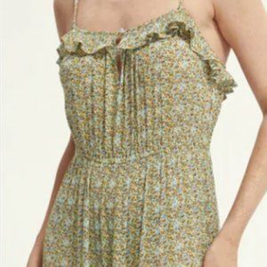 Scotch & Soda Light Green Floral Tiered Full Length Model Dress